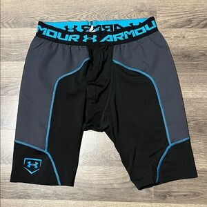 Under Armour Men's Black and Gray Compression Shorts